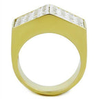 Mens Double Rhinestone Block Stainless Steel Ring - VacationGrabs