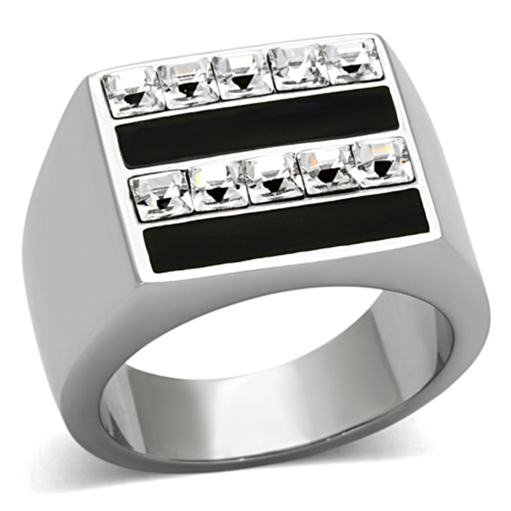 Men's Jewelry - Rings Mens Double Row Stainless Steel Synthetic Crystal Rings