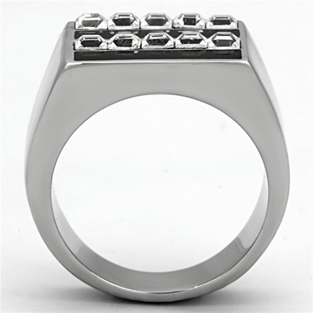 Men's Jewelry - Rings Mens Double Row Stainless Steel Synthetic Crystal Rings