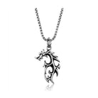 Men's dragon pendant necklace in silver with intricate tribal design, perfect for casual and formal outfits