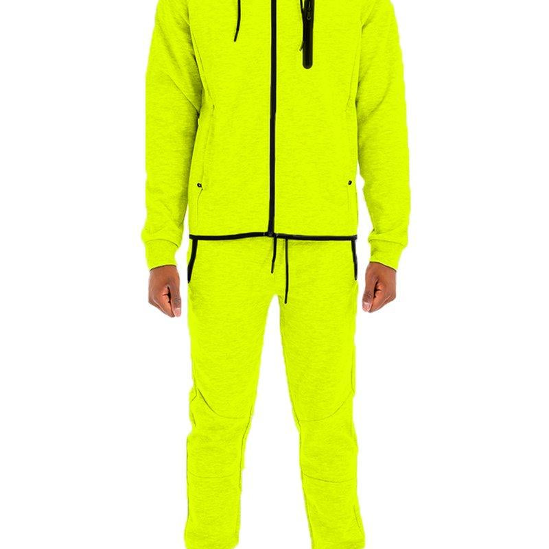 Men's 2PC Track Sets Mens Dynamic Yellow Solid Sweat Track Set