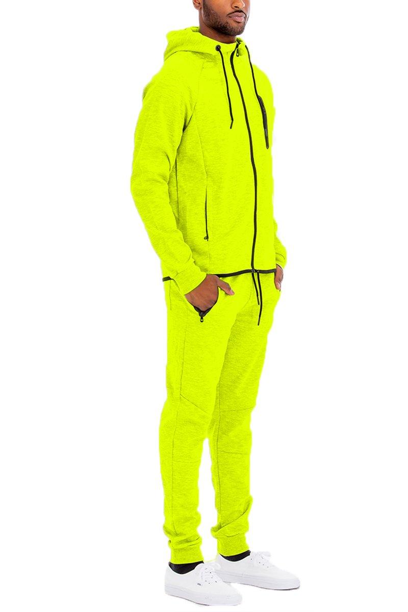 Men's 2PC Track Sets Mens Dynamic Yellow Solid Sweat Track Set