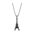 Men's Eiffel Tower necklace in silver with intricate detailing on a sleek chain