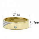 Men's Jewelry - Rings Mens Elegant Gold Silver Stainless Steel Ring Sea Blue Gem