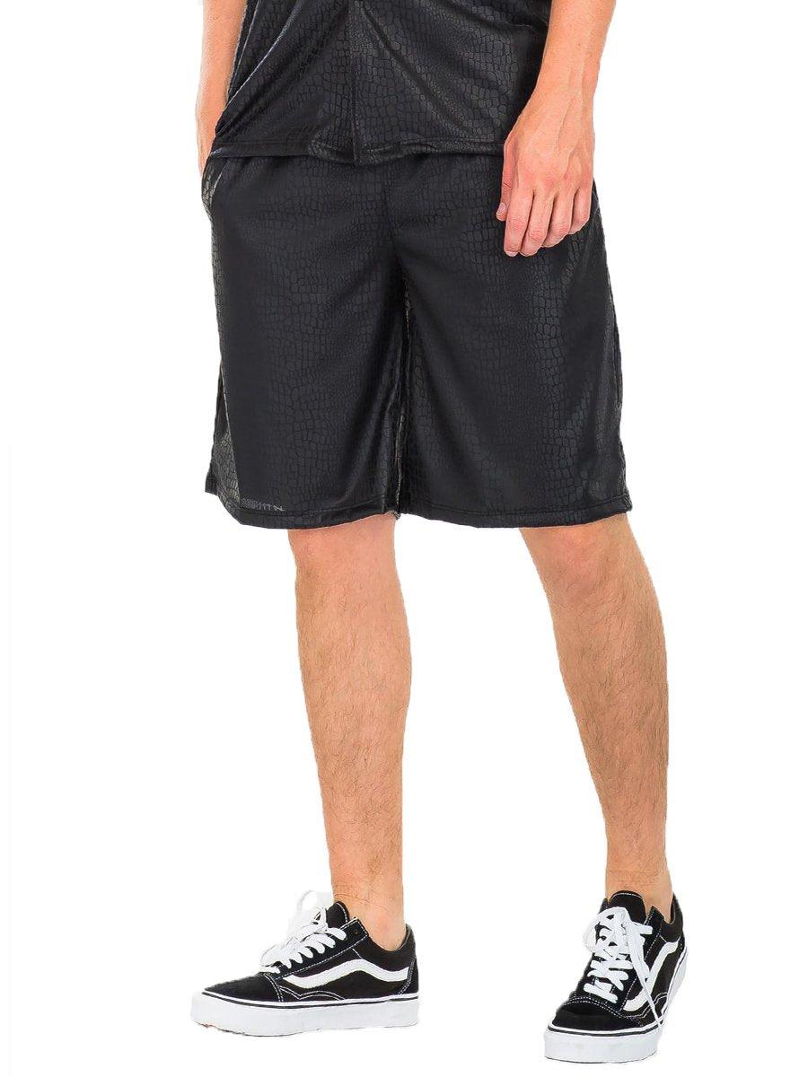 Men's Shorts Mens Embossed Black Snake Shorts
