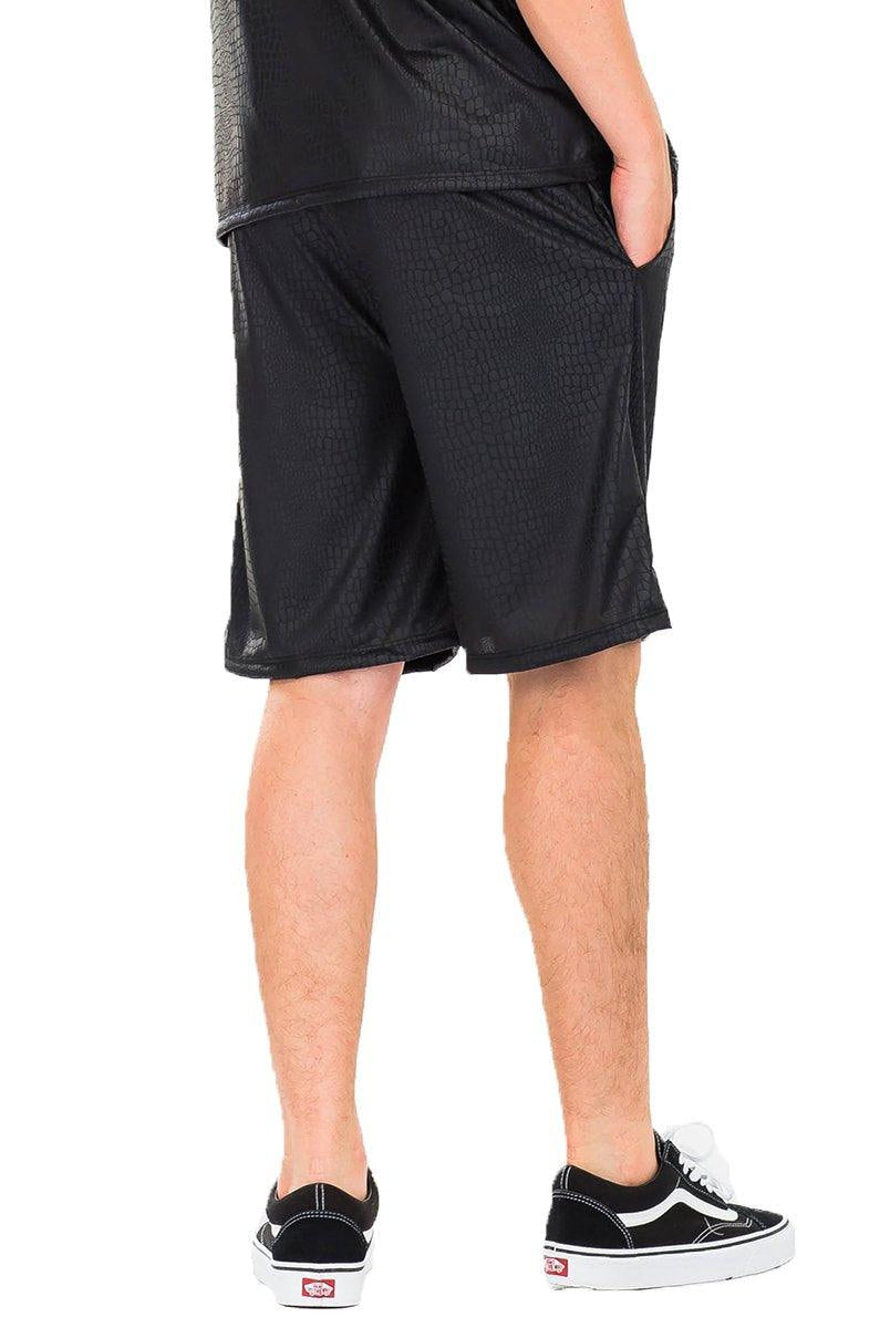 Men's Shorts Mens Embossed Black Snake Shorts