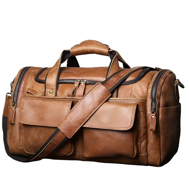 Luggage & Bags - Duffel Mens Genuine Leather Travel Duffel Bags Shoulder Messenger Bags