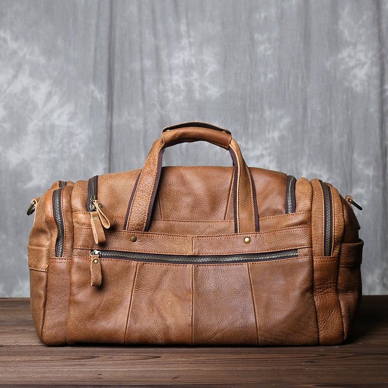 Luggage & Bags - Duffel Mens Genuine Leather Travel Duffel Bags Shoulder Messenger Bags