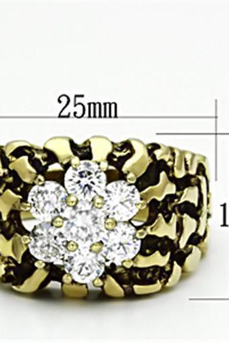 Men's Jewelry - Rings Mens Gold And Black Rhinestone Stainless Steel Cubic Zirconia...