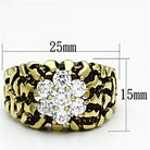 Men's Jewelry - Rings Mens Gold And Black Rhinestone Stainless Steel Cubic Zirconia...