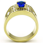 Men's Jewelry - Rings Mens Gold And Blue Ring Stainless Steel Synthetic Glass Rings