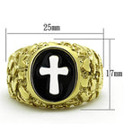 Men's Gold Cross Jewelry Ring with Black and White Design for Stylish Fashion Accessory