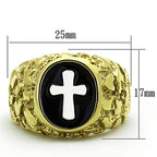 Men's Gold Cross Jewelry Ring with Black and White Design for Stylish Fashion Accessory