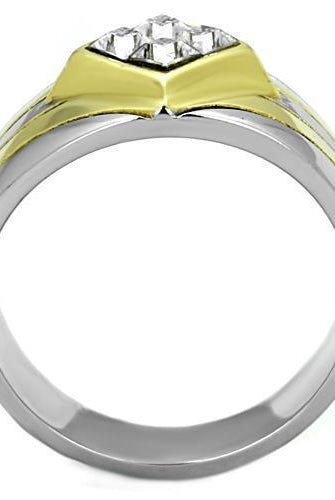 Men's Jewelry - Rings Mens Gold Double Stripe Stainless Steel Synthetic Crystal Rings