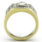Men's gold rhinestone ring featuring a bold design with a central stone for a stylish look