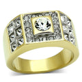Men's gold rhinestone ring featuring a central stone and decorative accents for stylish appeal