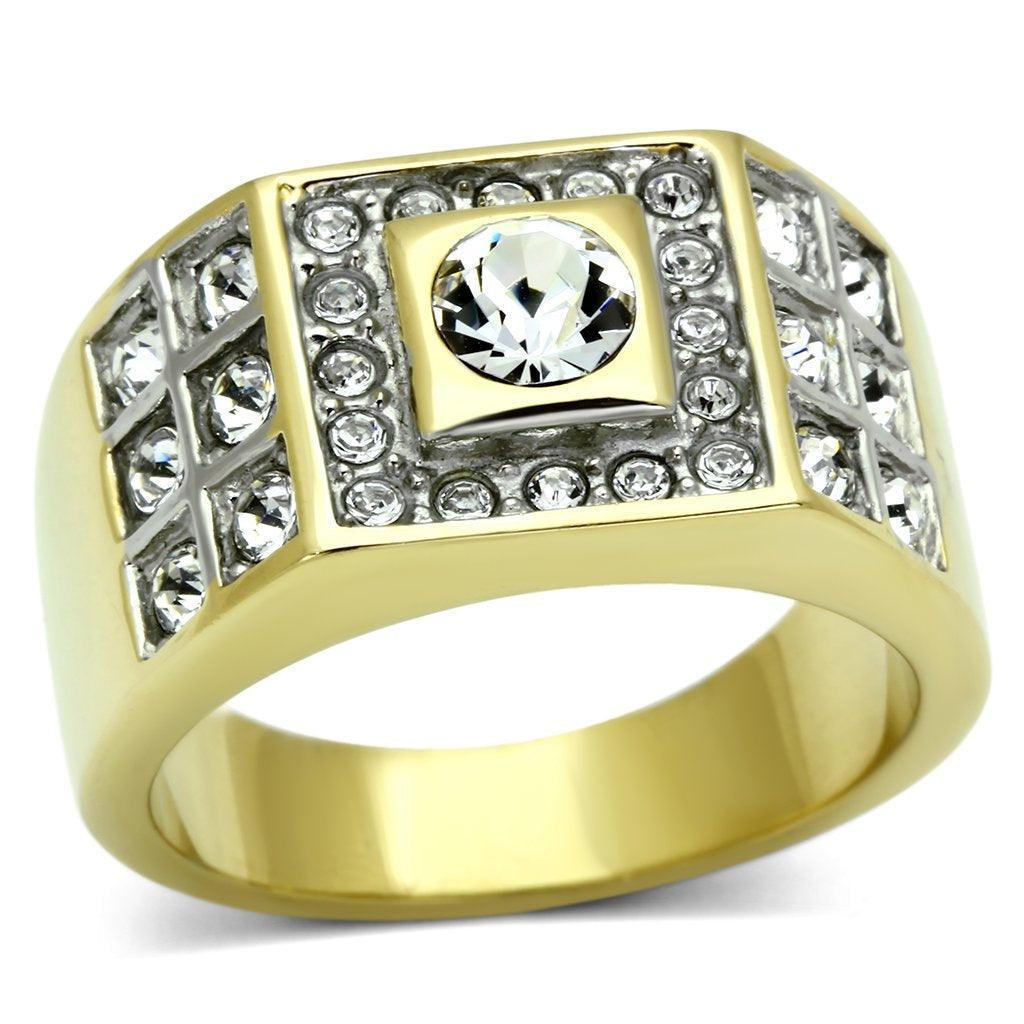 Men's Jewelry - Rings Mens Gold Rhinestone Stainless Steel Synthetic Crystal Ring