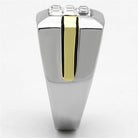 VacationGrabs mens gold stripe silver ring featuring a sleek design with square accents