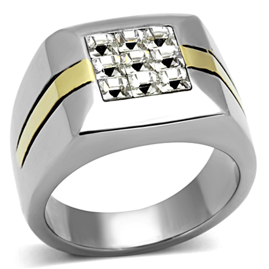 Men's Jewelry - Rings Mens Gold Stripe Silver Stainless Steel Synthetic Crystal Rings