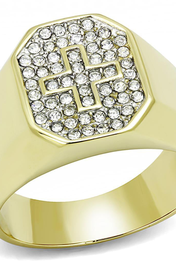 Men's Jewelry - Rings Mens Gold Tone Cross Stainless Steel Synthetic Crystal Rings