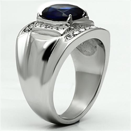 Men's Jewelry - Rings Mens Gorgeous Blue Stainless Steel Synthetic Glass Rings