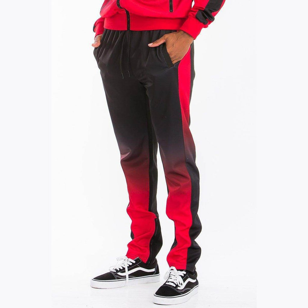 WEIV Men's Gradient Track Set Joggers in Red and Black with Comfortable Fit and Side Pockets