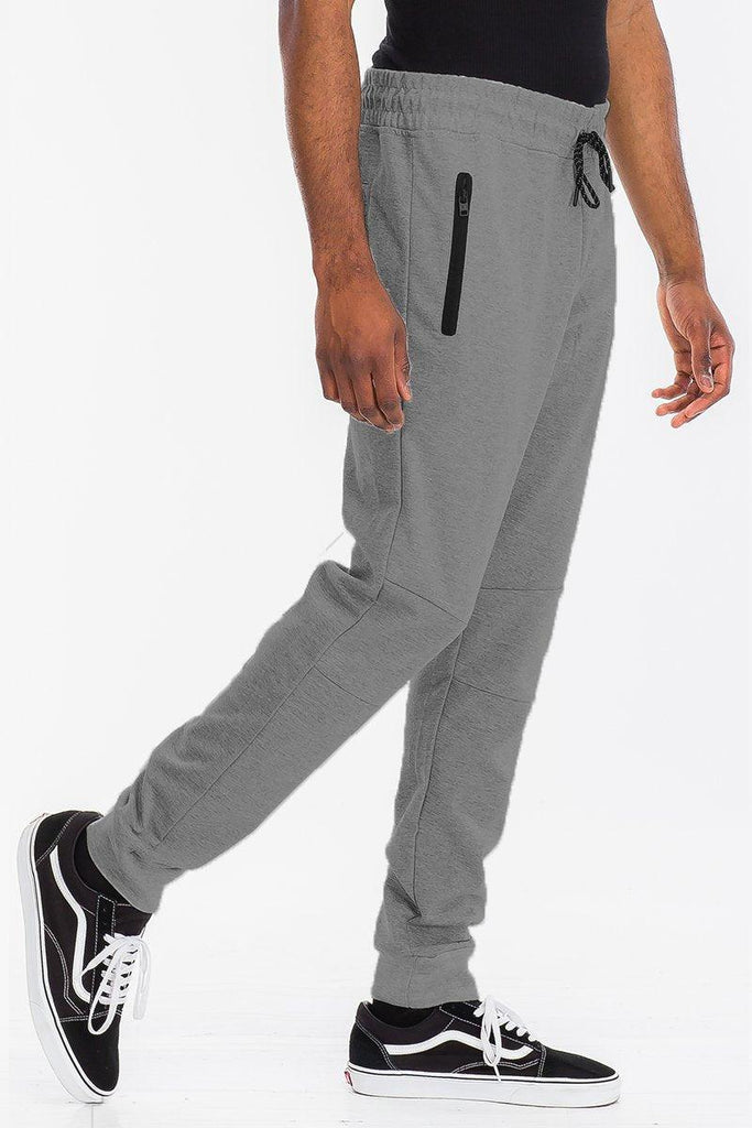Men's Pants - Joggers Mens Gray Black Trim Heathered Cotton Sweat Pants