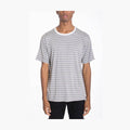 Mens gray cotton pullover shirt with horizontal stripes for a casual style