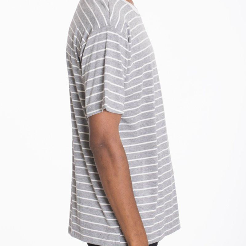 Men's Shirts - Tee's Mens Gray Striped Cotton Pullover Shirt