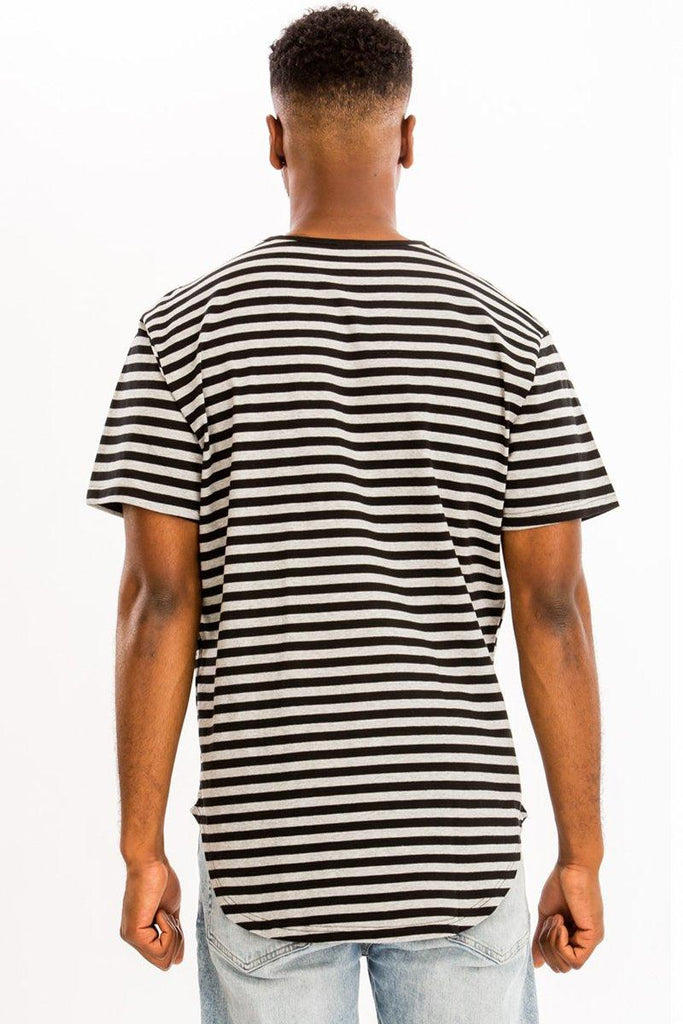 Men's Shirts - Tee's Mens Gray/Black Striped Short Sleeve Tee Shirt