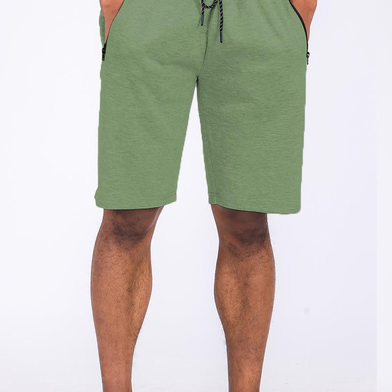 Men's Shorts Mens Green Heathered Cotton Shorts