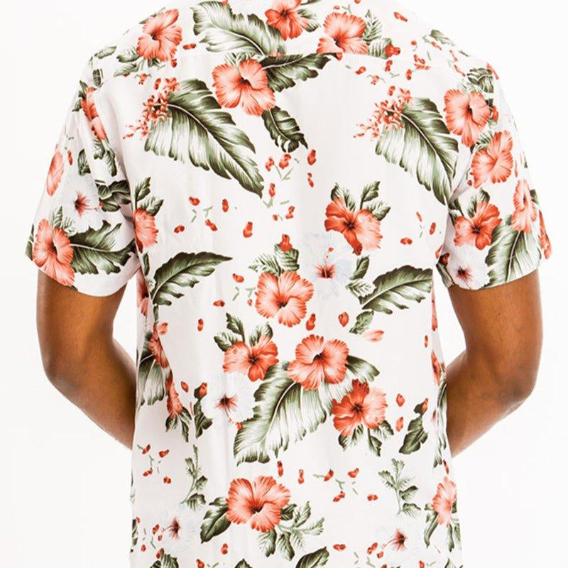 Men's Shirts Mens Green Multi Hawaiian Shirt Button Down