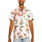 Men's Hawaiian shirt green multi with floral pattern, perfect for summer beach outings