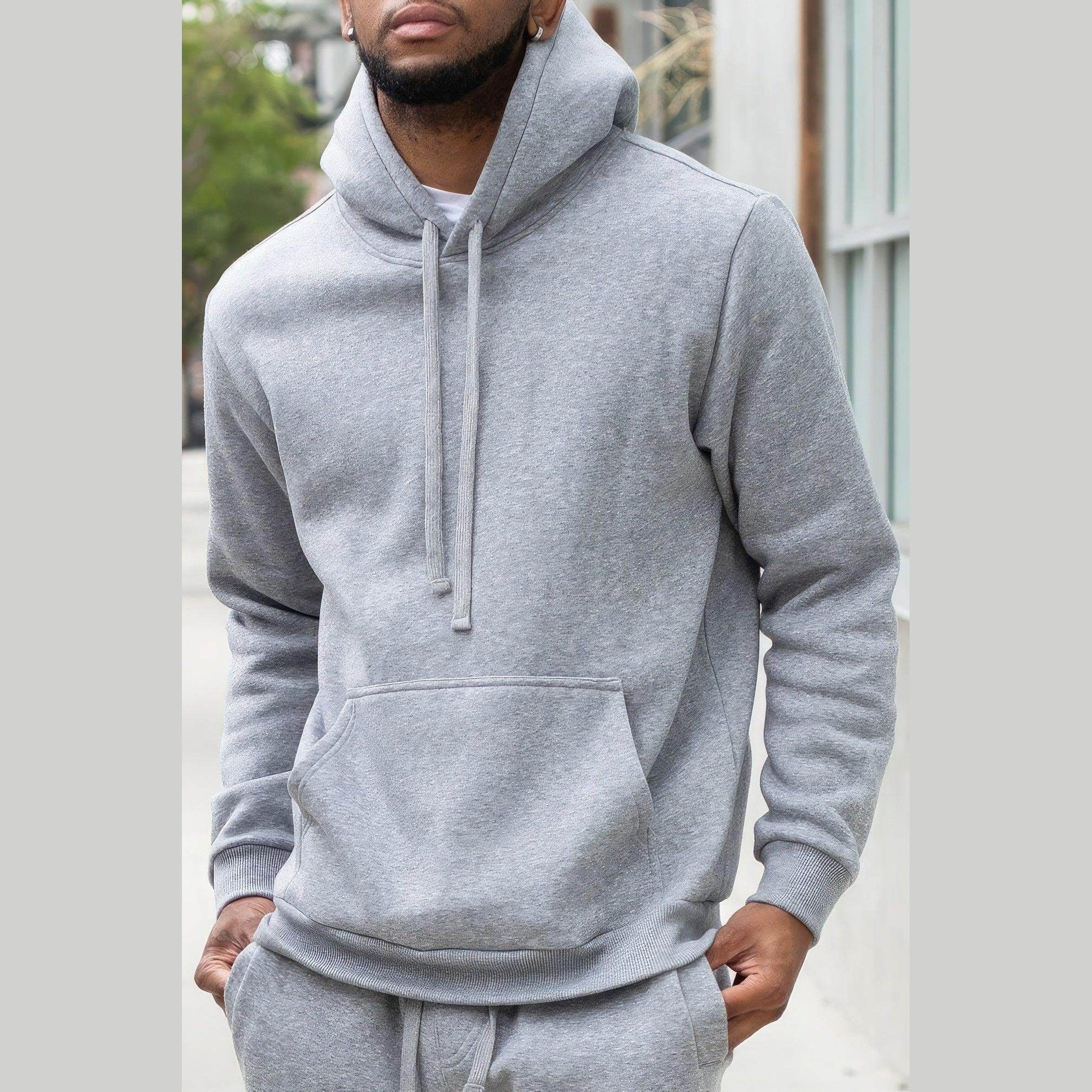 Mens Heather Grey Fleece Pullover - VacationGrabs