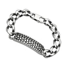 VacationGrabs men's high polished bracelet with a textured link design and secure clasp