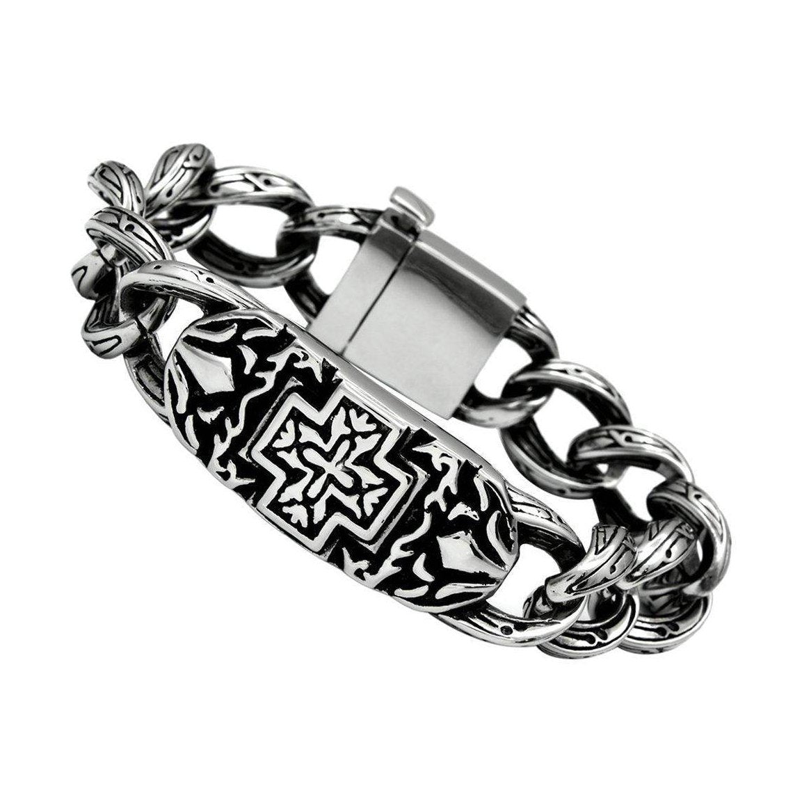 VacationGrabs men's high polished bracelet with intricate design and secure clasp for stylish wear