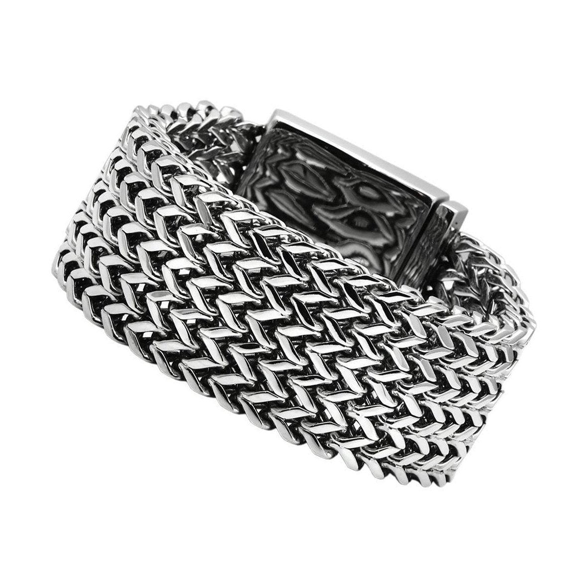 Men's high polished bracelet in sleek silver tones with a durable chain design for stylish wear