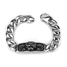 Men's high polished bracelet featuring a bold lion design and strong chain links