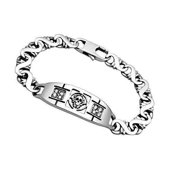 Men's High Polished Bracelet with Skull Design and Stylish Link Chain for Fashionable Looks