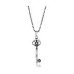 Men's high polished key necklace featuring an ornate key pendant on a sleek chain