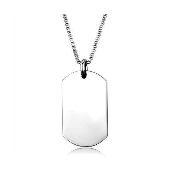 VacationGrabs men's high polished necklace with a sleek dog tag pendant for stylish men