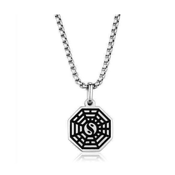 Men's high polished necklace featuring a stylish yin-yang design on a durable chain