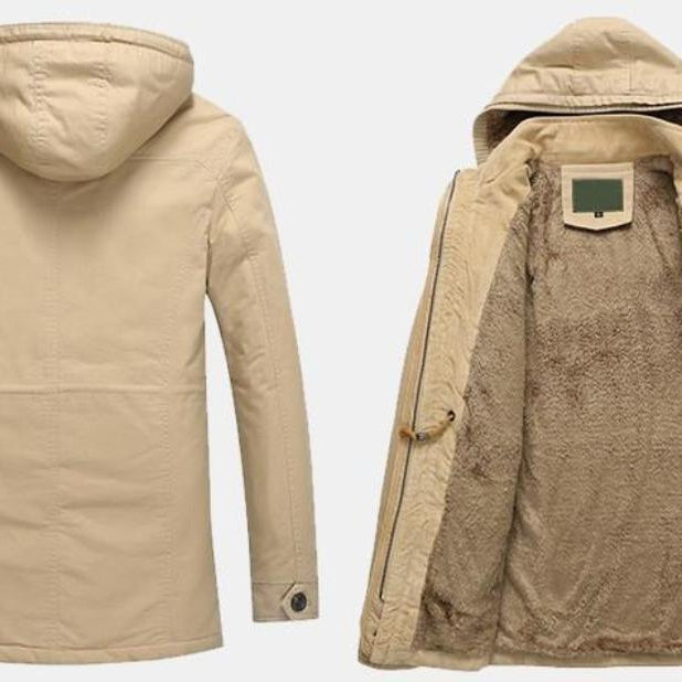 Men's Jackets Mens Hooded Military Style Coat Zipper Button Jacket