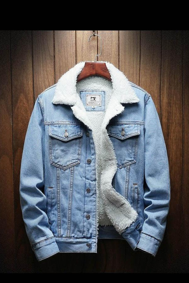 Men's Jackets Mens Jean Jacket Warm Wool Lined Coats Denim Jackets Plus Sizes