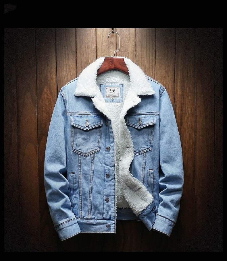 Men's Jackets Mens Jean Jacket Warm Wool Lined Coats Denim Jackets Plus Sizes