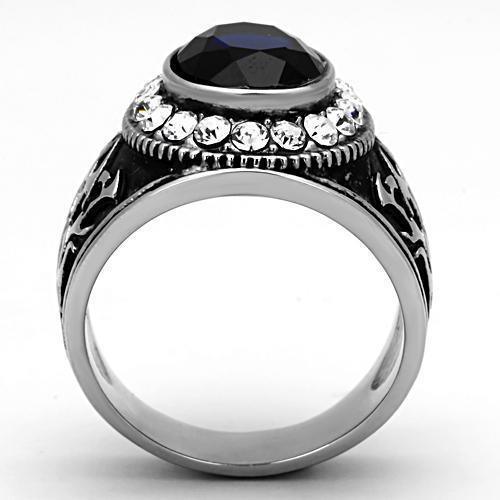 Men's Jewelry - Rings Mens Jewelry Dark Blue Ring Stainless Steel Synthetic Glass