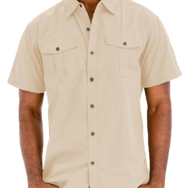 Men's Shirts Mens Khaki Two Pocket Button Down Shirt