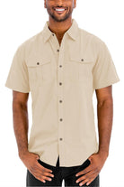 Men's Shirts Mens Khaki Two Pocket Button Down Shirt