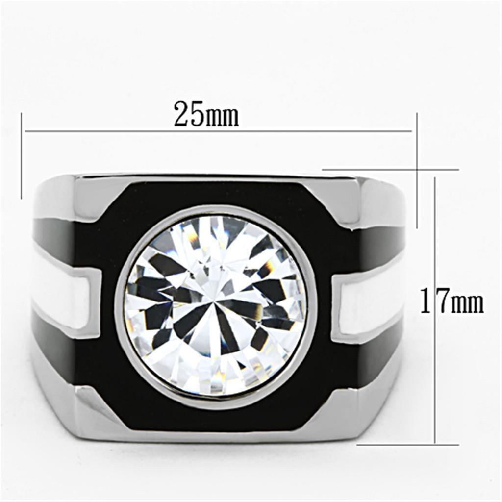 Men's Jewelry - Rings Mens Large Gem Black Stainless Steel Synthetic Crystal Ring