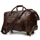 Luggage & Bags - Duffel Mens Large Genuine Leather Luggage Trolley Bag On Wheels...
